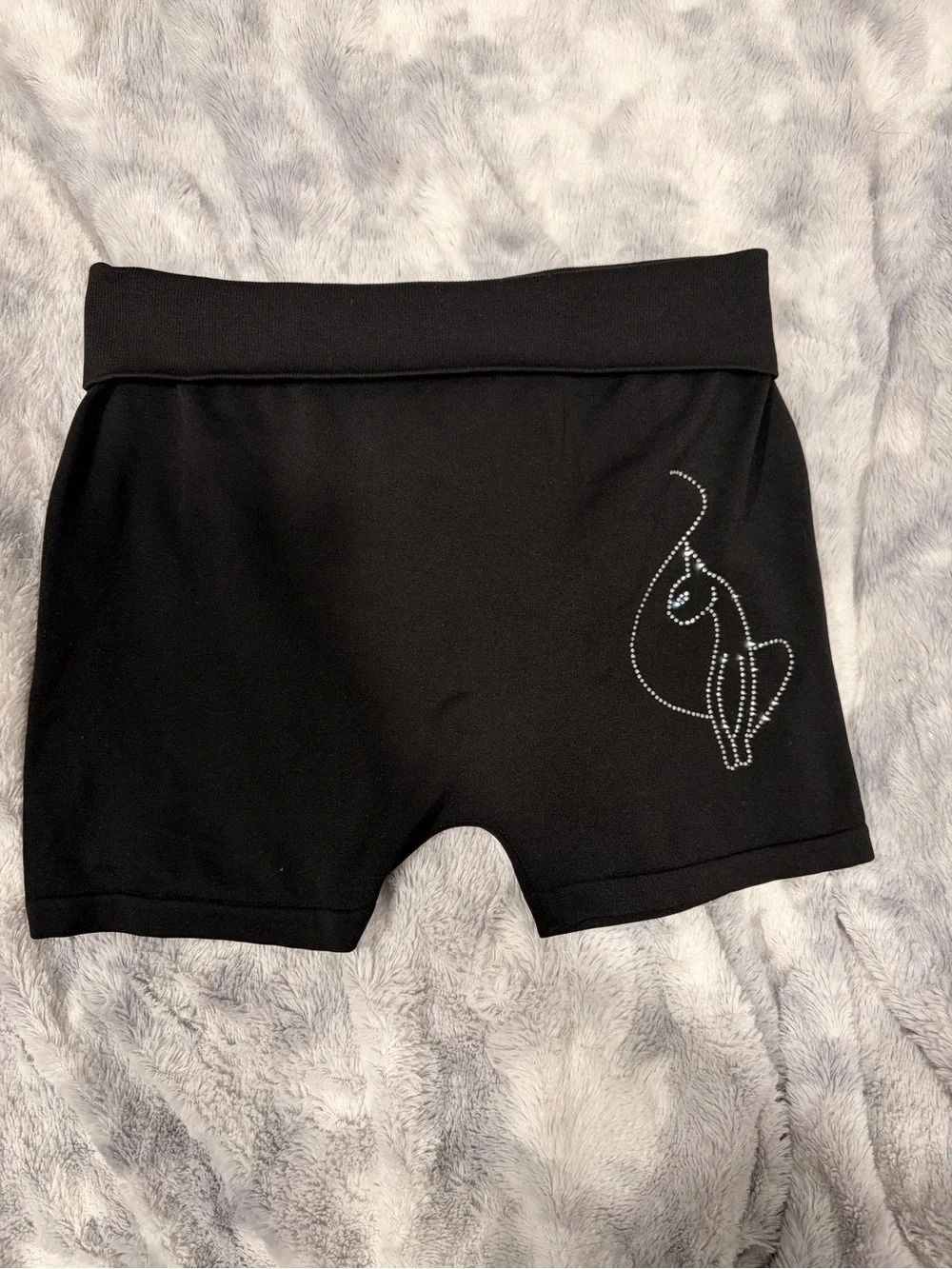 Baby Phat Black Rhinestone Logo Bike Shorts